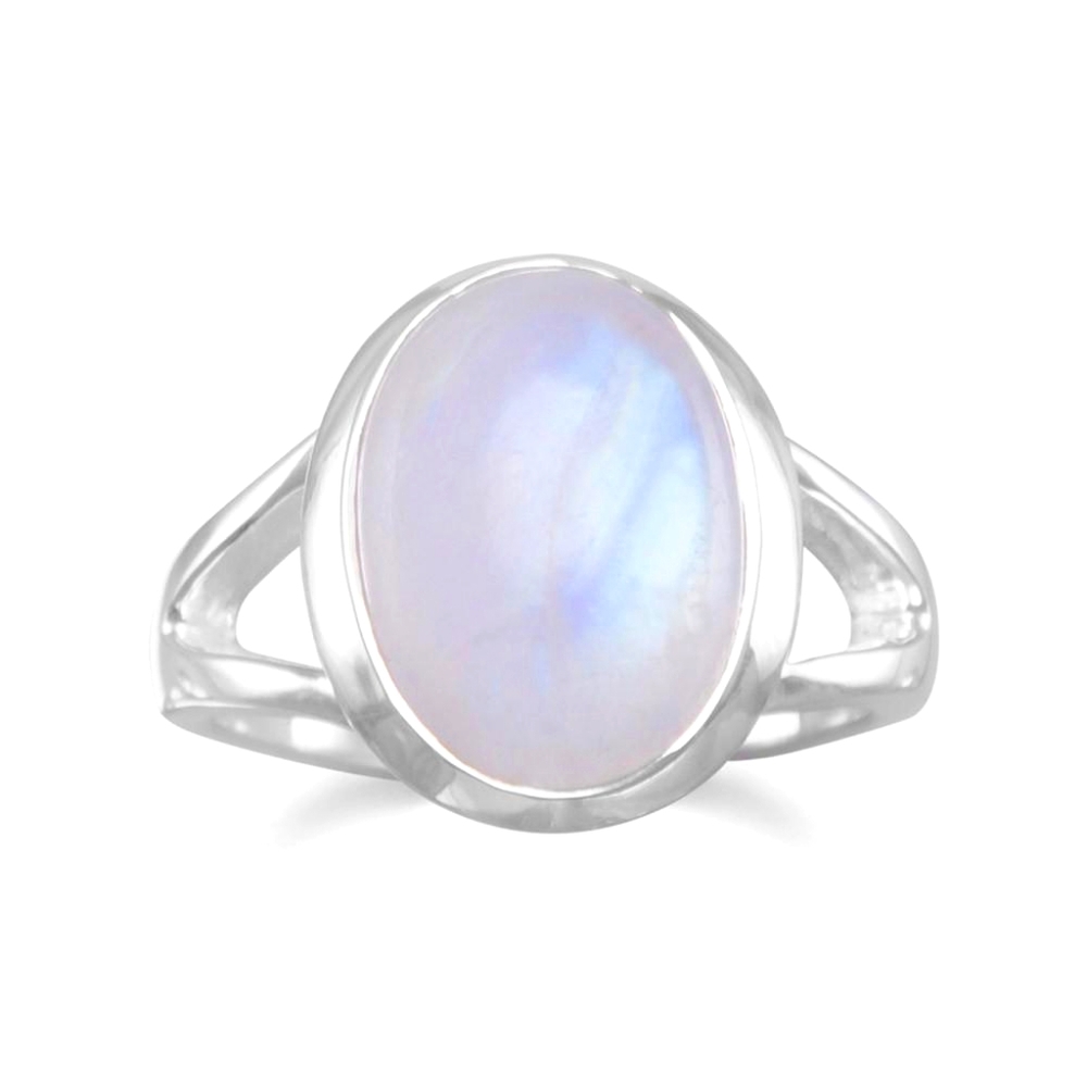 Genuine rainbow moonstone ring